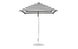 The Ledge Lounger Essential Fiberglass Umbrella - 7.5 Square Pulley features a round base and sturdy metal pole, with a canopy made of marine-grade fabric showcasing striking black and white stripes for style and durability.