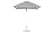 The Essential Fiberglass Umbrella by Ledge Lounger features a striped black and white design with a round base, central metallic pole, and wooden handle. Crafted for durability and style from marine-grade fabrics, its circular canopy is fully open against a white background.