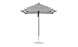 The Ledge Lounger Essential Fiberglass Umbrella, with a 7.5 square pulley, offers a classic black and white striped design. Crafted from marine-grade fabrics, it includes a straight pole and pointed top for outdoor elegance and durability.