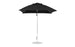 A fully open Essential Fiberglass Umbrella by Ledge Lounger, with a sleek aluminum pole and circular base, boasts marine-grade fabric. Its minimalist and modern design provides durable outdoor shade and style.