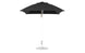 The Ledge Lounger Essential Fiberglass Umbrella - 7.5 Square Pulley features a minimalist black hexagonal canopy made from marine-grade fabric, a silver pole, and a round metal base, offering durability and chic style for outdoor settings.
