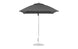 The Essential Fiberglass Umbrella - 7.5 Square Pulley by Ledge Lounger features a closed dark gray canopy of marine-grade fabric, a metal pole, and is set on a round metal base. The sleek, minimalist design stands upright against a white backdrop.