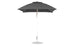 The Ledge Lounger Essential Fiberglass Umbrella - 7.5 Square Pulley showcases a closed, dark gray canopy crafted from marine-grade fabrics on a tall silver pole with a round base. It includes two adjustment levers and features a tan strap against a plain white background.