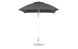 The Ledge Lounger Essential Fiberglass Umbrella - 7.5 Square Pulley showcases a closed, dark gray canopy crafted from marine-grade fabrics on a tall silver pole with a round base. It includes two adjustment levers and features a tan strap against a plain white background.