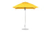 A Ledge Lounger Essential Fiberglass Umbrella - 7.5 Square Pulley, featuring a single pole and round metal base, stands upright against a white background. Its canopy is made from marine-grade fabrics for enhanced durability in any weather.