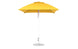 The Essential Fiberglass Umbrella by Ledge Lounger, featuring a sleek silver metal pole and round base, showcases a vibrant yellow square design with a flat top and marine-grade fabrics for lasting durability.