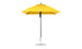 The Ledge Lounger Essential Fiberglass Umbrella - 7.5 Square Pulley features a yellow marine-grade fabric canopy with a silver pole and round base, providing vibrant shade and durability for outdoor settings.