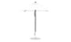 The Ledge Lounger Essential Fiberglass Umbrella, a 6.5 square pulley model in white with marine-grade fabrics, features a minimalist design and includes a durable aluminum center pole and round base, ideal for any outdoor patio setting.