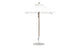 The Ledge Lounger Essential Fiberglass Umbrella - 6.5 Square Pulley features a brown aluminum center pole and round metal base, all set against a plain white background.