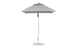 The Ledge Lounger Essential Fiberglass Umbrella offers a 6.5 square canopy, featuring marine-grade fabrics and wind resistance. It includes a metallic pole with a round base and minimalist design, making it ideal for outdoor use.