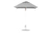 A 6.5 square gray Essential Fiberglass Umbrella by Ledge Lounger has a tall, slim aluminum pole with tilt and height adjustments. Crafted from marine-grade fabrics for durability, it includes a pointed top and a round base for stability.