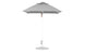 A 6.5 square gray Essential Fiberglass Umbrella by Ledge Lounger has a tall, slim aluminum pole with tilt and height adjustments. Crafted from marine-grade fabrics for durability, it includes a pointed top and a round base for stability.