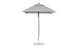 The Ledge Lounger Essential Fiberglass Umbrella - 6.5 Square Pulley features marine-grade fabric and an aluminum center pole, perfect for outdoor use. This large gray umbrella stands open with a circular base, making it ideal for providing shade in gardens or terraces.