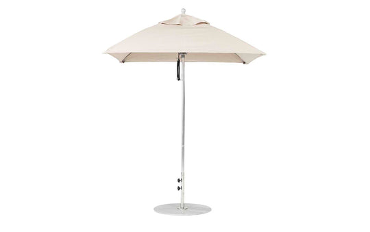 The Ledge Lounger Essential Fiberglass Umbrella features a 6.5 square canopy with durable aluminum pole and simple pulley mechanism for easy use. Its stable base, marine-grade fabrics, and stylish design make it perfect for outdoor settings.