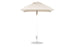The Ledge Lounger Essential Fiberglass Umbrella - 6.5 Square Pulley features a beige canopy with an aluminum center pole and round metal base. Its minimalist design enhances any outdoor space, while marine-grade fabrics guarantee durability in patios or gardens.