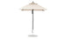 The Essential Fiberglass Umbrella - 6.5 Square Pulley by Ledge Lounger features a beige marine-grade fabric canopy on a black pole, wind-resistant design, and round metal base, making it ideal for outdoor use.