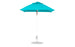 The Ledge Lounger Essential Fiberglass Umbrella, a 6.5 square pulley model, uses marine-grade fabrics for a teal top. It features an aluminum pole with an adjustable knob and a sturdy metallic base for durability, making it perfect for outdoor use.