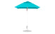 The Ledge Lounger Essential Fiberglass Umbrella, a 6.5 square pulley model, uses marine-grade fabrics for a teal top. It features an aluminum pole with an adjustable knob and a sturdy metallic base for durability, making it perfect for outdoor use.