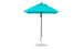 The Ledge Lounger Essential Fiberglass Umbrella - 6.5 Square Pulley showcases a vibrant turquoise canopy made from durable marine-grade fabrics, with an aluminum center pole and a sturdy round base.