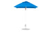 The Ledge Lounger Essential Fiberglass Umbrella - 6.5 Square Pulley boasts a marine-grade solid blue fabric canopy, aluminum center pole, and flat round metal base, standing stylishly against a plain white background with its durable design.