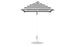The Ledge Lounger Essential Fiberglass Umbrella - 6.5 Square Pulley features a pointed top and sleek aluminum center pole. The black and white marine-grade fabric bands offer a timeless style, standing upright on a circular base.