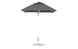 A Ledge Lounger Essential Fiberglass Umbrella - 6.5 Square Pulley in dark gray, with marine-grade fabrics and a round base, is elegantly displayed on a plain white backdrop.