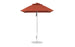 The Ledge Lounger Essential Fiberglass Umbrella features a 6.5 square canopy crafted from marine-grade fabrics with a sleek aluminum pole on a circular base, ideal for outdoor use.