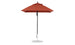 The Ledge Lounger Essential Fiberglass Umbrella - 6.5 Square Pulley features a durable brown marine-grade fabric canopy, an aluminum center pole, and a round silver base, offering generous shade against a plain white background.