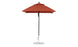 The Ledge Lounger Essential Fiberglass Umbrella - 6.5 Square Pulley features a durable brown marine-grade fabric canopy, an aluminum center pole, and a round silver base, offering generous shade against a plain white background.
