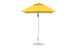 A 6.5 square pulley Essential Fiberglass Umbrella by Ledge Lounger features marine-grade fabrics with a sleek aluminum center pole. The yellow umbrella has a round base and two adjustment knobs, isolated against a plain white background.