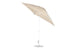 The Ledge Lounger Essential Fiberglass Umbrella - 7.5 Square Crank Auto Tilt features a corrosion-resistant metal pole and round base in beige. Partially open and tilted, it offers angled coverage with marine-grade fabric for lasting shade in any outdoor setting.