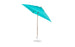 Introducing the Essential Fiberglass Umbrella 7.5 Square Crank Auto Tilt by Ledge Lounger: a turquoise patio umbrella with a wooden pole, silver round base, and marine-grade fabrics. Corrosion-resistant and slightly tilted, it blends style with durability against a white background.