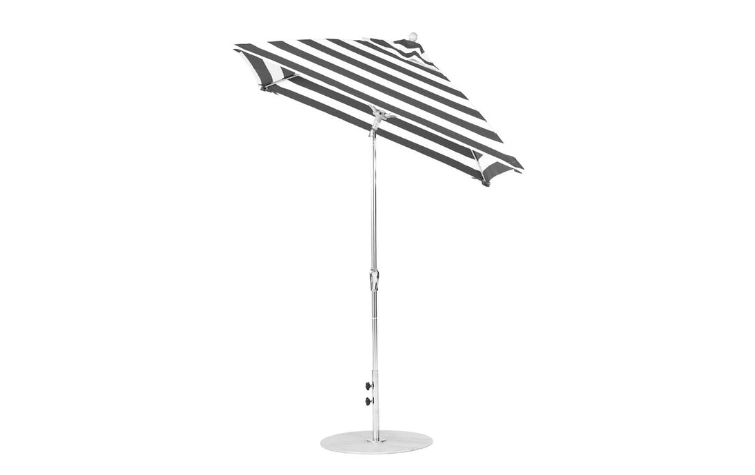 Introducing the Essential Fiberglass Umbrella from Ledge Lounger: This stylish 7.5 square umbrella, crafted with corrosion-resistant materials, features a sturdy metal pole and base. Auto tilting for optimal shade, its perfect for outdoor use with durable marine-grade fabrics.