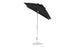 The Ledge Lounger Essential Fiberglass Umbrella - 7.5 Square Crank Auto Tilt boasts black marine-grade fabric for durability, a corrosion-resistant silver pole, and a round base, with an artful tilt for optimal shade.