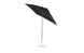 The Ledge Lounger 7.5 Square Crank Auto Tilt Essential Fiberglass Umbrella features a corrosion-resistant round white base, metal pole, and marine-grade fabrics. It is open and angled to showcase its sturdy structure against a plain white background.