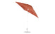 The Essential Fiberglass Umbrella by Ledge Lounger features a slim white pole and corrosion-resistant round metal base. Its rust-colored canopy is made from marine-grade fabrics, and it offers a tilt mechanism for convenience. Measures 7.5 square with a crank auto tilt against a pristine white background.