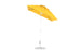 The Essential Fiberglass Umbrella by Ledge Lounger, a 6.5 square crank auto tilt model with a yellow marine-grade fabric, features a metal pole and round base. Shown fully open and tilted against a plain white background, it offers vibrant longevity against the elements.
