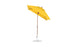The Ledge Lounger Essential Fiberglass Umbrella - 6.5 Square Crank Auto Tilt features a vibrant yellow canopy, wooden pole, and silver base, creating a cheerful and eye-catching look against the white background.