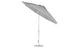 The Ledge Lounger Essential Fiberglass Umbrella features an 11 octagon canopy in gray with a shiny aluminum center pole and crank auto tilt. Its marine-grade fabrics ensure durability, making it perfect for outdoor use.
