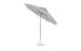 The Ledge Lounger Essential Fiberglass Umbrella features an 11 octagon canopy in gray, made from marine-grade fabric. It has a fiberglass pole with a round, corrosion-resistant base and a simple modern design. The umbrella is fully open with a slight tilt for ample shade.