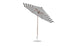 The Ledge Lounger Essential Fiberglass Umbrella sports an 11 octagon crank auto tilt with a black and white striped canopy. The aluminum pole and sturdy base make it an elegant and durable choice for any outdoor area.