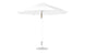 The Ledge Lounger Essential Fiberglass Umbrella - 11 Octagon Pulley features a large white canopy with a metal pole and base. It offers wind-resistant technology and marine-grade fabrics, presenting a simple, modern design that provides ample shade when extended.