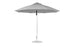 The Ledge Lounger Essential Fiberglass Umbrella features an 11 octagon canopy made from marine-grade fabrics, a metal pole, and a round base. Displayed against a white background, this durable umbrella includes an open, wide circular design for patio use.