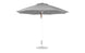 The Ledge Lounger Essential Fiberglass Umbrella features an 11 octagon pulley design with a wide marine-grade canopy, a sleek white pole, and a sturdy round base. Its slightly domed shape and adjustable height ensure both style and function outdoors.
