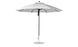 The Ledge Lounger Essential Fiberglass Umbrella - 11 Octagon Pulley features a white marine-grade fabric canopy supported by multiple ribs and a central metal pole with round base, offering ample shade and wind resistance.