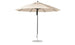 The Ledge Lounger Essential Fiberglass Umbrella features an 11 beige octagon canopy with marine-grade fabric. Its sturdy black pole and flat circular metal base enhance stability, making it wind-resistant for outdoor use.