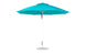 The Essential Fiberglass Umbrella by Ledge Lounger is an 11 octagon turquoise outdoor umbrella with a silver pole and round base. Featuring marine-grade fabrics and eight panels, this wind-resistant canopy ensures enhanced durability.