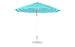 The Essential Fiberglass Umbrella - 11 Octagon Pulley by Ledge Lounger is fully open against a plain white background, showcasing vibrant blue and white stripes with a silver pole and round base. Made of marine-grade fabric, this wind-resistant umbrella withstands breezy conditions.