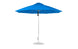 The Ledge Lounger Essential Fiberglass Umbrella - 11 Octagon Pulley features a metal pole on a circular base. Crafted with marine-grade fabrics, it showcases a simple, modern design that ensures outstanding durability against the elements.