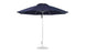 The Ledge Lounger Essential Fiberglass Umbrella features a wide, slightly domed canopy made from marine-grade fabrics. This durable 11 octagon umbrella with a sturdy metal pole stands on a circular base, offering ample shade for any outdoor space.